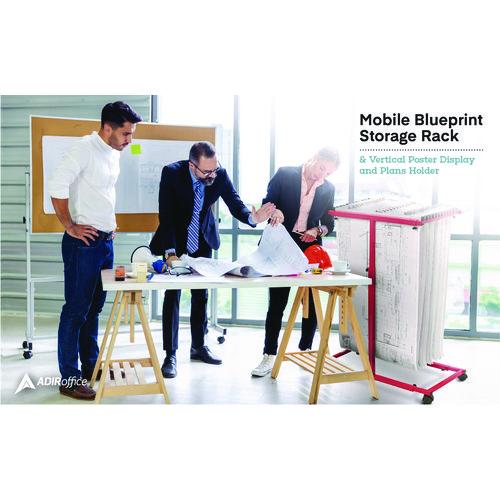 Image of AdirOffice ADI614REDMK Blueprint Storage Cabinet Steel Vertical Plan Center, Assorted Document Sizes, 15" x 27" to 47.25" x 32.5" to 57", Red