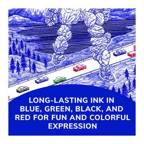 Image of BICÂ® 4-Color Multi-Color Ballpoint Pen, Retractable, Medium 1mm, Black/Blue/Green/Red Ink, Blue/White Barrel