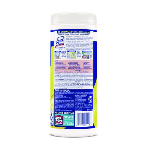 Image of LYSOL® Brand 19200-81145 Disinfecting Wipes, 1-Ply, 7 x 7.25, Lemon and Lime Blossom, White, 35 Wipes/Canister, 12 Canisters/Carton