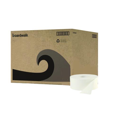 Image of Boardwalk® B6100 JRT Jumbo Roll Bathroom Tissue, Septic Safe, 2-Ply, 3.3" x 1,000 ft, White, 12 Rolls/Carton