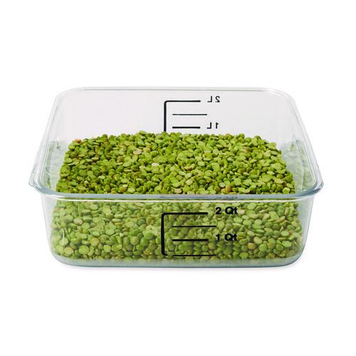 Image of Rubbermaid® Commercial FG630200CLR SpaceSaver Square Containers, 2 qt, 8.8 x 8.75 x 2.7, Clear, Plastic