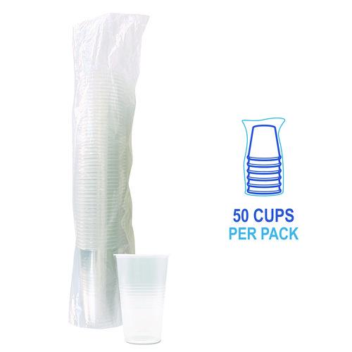 Image of Boardwalk® BWKTRANSCUP20PK Translucent Plastic Cold Cups, 20 oz, Clear, 50/Pack
