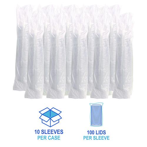 Image of Boardwalk® BWKPET912STRAW PET Cold Cup Straw-Slot Lids, Fits 9 oz Squat/12 oz Cold Cups, Plastic, Clear, 1,000/Carton