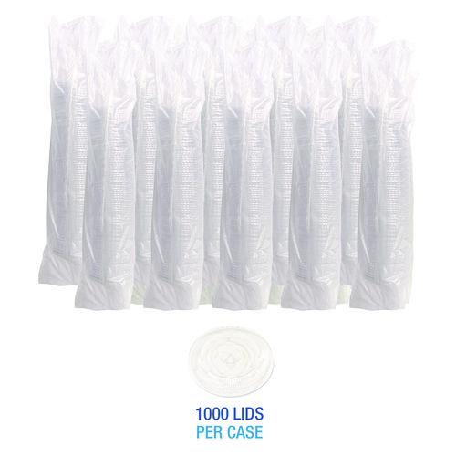 Image of Boardwalk® BWKPET912STRAW PET Cold Cup Straw-Slot Lids, Fits 9 oz Squat/12 oz Cold Cups, Plastic, Clear, 1,000/Carton