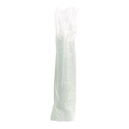 Image of Boardwalk® BWKPET912STRAWPK PET Cold Cup Straw-Slot Lids, Fits 9 oz Squat/12 oz Cold Cups, Plastic, Clear, 100/Pack