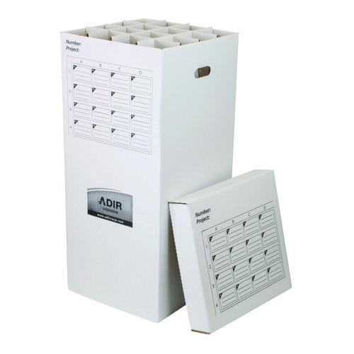Image of AdirOffice 623KIT1 16 Slot Blueprint Rolled File Upright Storage Box, 16 Compartments, 17.5 x 17.5 x 37, White