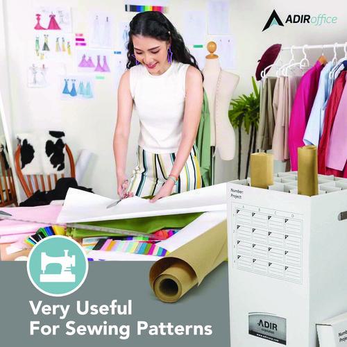 Image of AdirOffice 623KIT1 16 Slot Blueprint Rolled File Upright Storage Box, 16 Compartments, 17.5 x 17.5 x 37, White