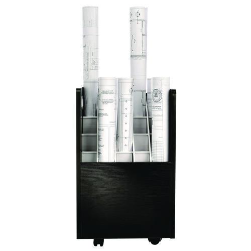 Image of AdirOffice 624BLKKIT1 20-Slot Mobile Rolling Wood Blueprint Storage Cabinet Roll File Large Document Organizer, 15.25 x 13.25 x 24.75, Black