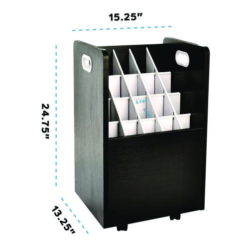 Image of AdirOffice 624BLKKIT1 20-Slot Mobile Rolling Wood Blueprint Storage Cabinet Roll File Large Document Organizer, 15.25 x 13.25 x 24.75, Black