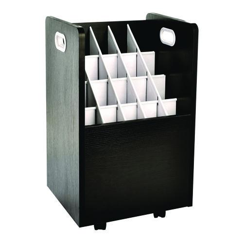 Image of AdirOffice 624BLKKIT1 20-Slot Mobile Rolling Wood Blueprint Storage Cabinet Roll File Large Document Organizer, 15.25 x 13.25 x 24.75, Black