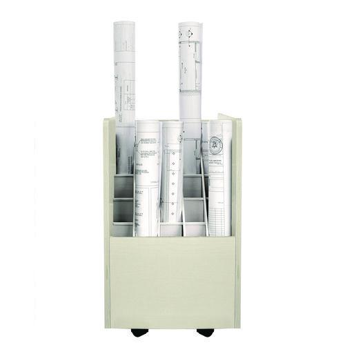 Image of AdirOffice 624WHIKIT1 20-Slot Mobile Rolling Wood Blueprint Storage Cabinet Roll File Large Document Organizer, 15.25 x 13.25 x 24.75, White