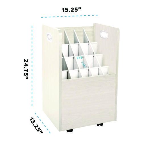 Image of AdirOffice 624WHIKIT1 20-Slot Mobile Rolling Wood Blueprint Storage Cabinet Roll File Large Document Organizer, 15.25 x 13.25 x 24.75, White