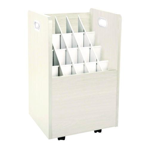 Image of AdirOffice 624WHIKIT1 20-Slot Mobile Rolling Wood Blueprint Storage Cabinet Roll File Large Document Organizer, 15.25 x 13.25 x 24.75, White