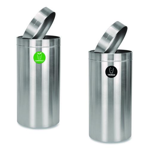 Image of Alpine Industries ALP47527COT 27 Gallon Stainless Steel Compost Bin and Trash Can, Brushed Stainless Steel