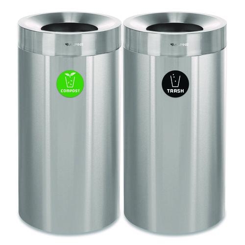 Image of Alpine Industries ALP47527COT 27 Gallon Stainless Steel Compost Bin and Trash Can, Brushed Stainless Steel