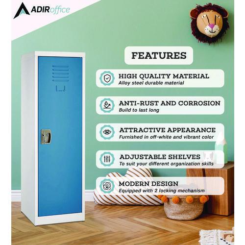 Image of AdirOffice ADI62901BLU Steel Storage Locker, 1 Compartment, 15 x 15 x 48, Blue
