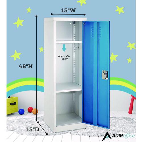 Image of AdirOffice ADI62901BLU Steel Storage Locker, 1 Compartment, 15 x 15 x 48, Blue