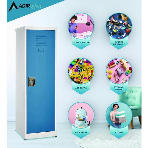 Image of AdirOffice ADI62901BLU Steel Storage Locker, 1 Compartment, 15 x 15 x 48, Blue
