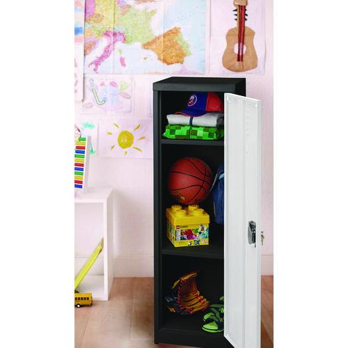 Image of AdirOffice ADI62901BW Steel Storage Locker, 1 Compartment, 15 x 15 x 48, Black Body/White Doors