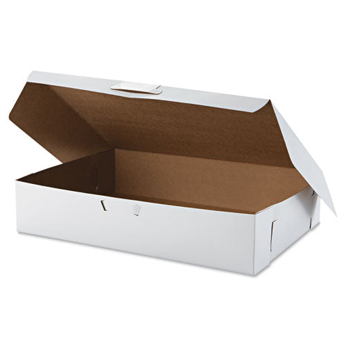 Image of SCT® SCH 1029 White One-Piece Non-Window Bakery Boxes, 1/2-Sheet Cake Box, 19 x 14 x 4, White, Paper, 50/Carton