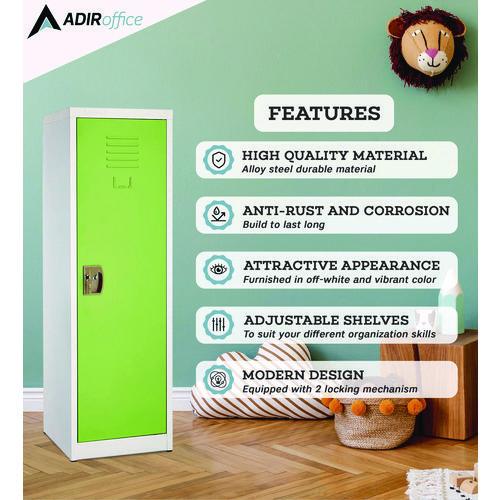 Image of AdirOffice ADI62901GRNPKG1 Steel Storage Locker, 1 Compartment, 15 x 15 x 48, Green