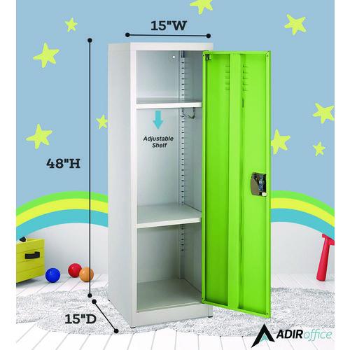 Image of AdirOffice ADI62901GRNPKG1 Steel Storage Locker, 1 Compartment, 15 x 15 x 48, Green