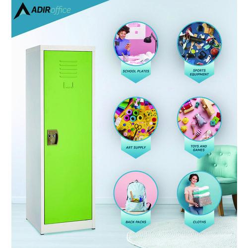 Image of AdirOffice ADI62901GRNPKG1 Steel Storage Locker, 1 Compartment, 15 x 15 x 48, Green