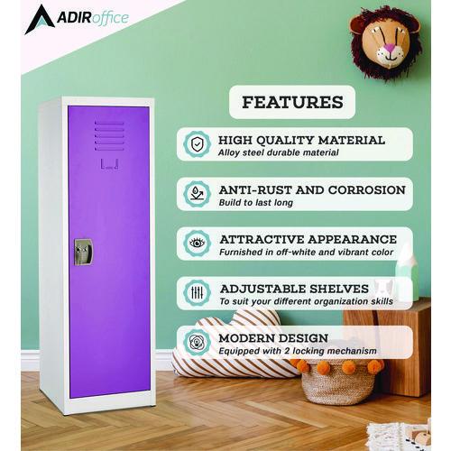 Image of AdirOffice ADI62901PUR Steel Storage Locker, 1 Compartment, 15 x 15 x 48, Purple