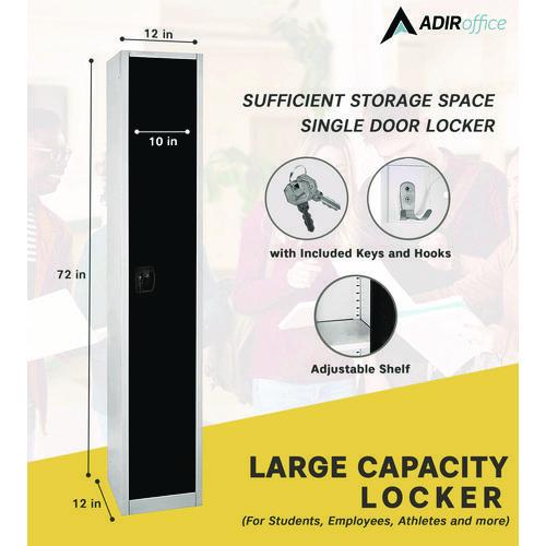 Image of AdirOffice ADI629201BLK Steel Storage Locker, 1 Compartment, 12 x 12 x 72, Black