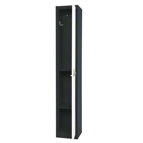 Image of AdirOffice ADI629201BW Steel Storage Locker, 1 Compartment, 12 x 12 x 72, Black Body/White Doors