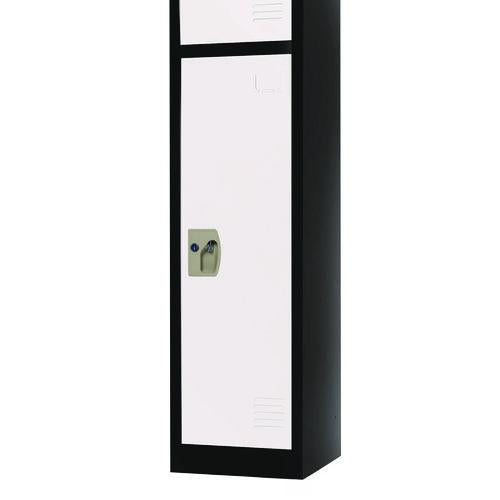 Image of AdirOffice ADI629201BW Steel Storage Locker, 1 Compartment, 12 x 12 x 72, Black Body/White Doors