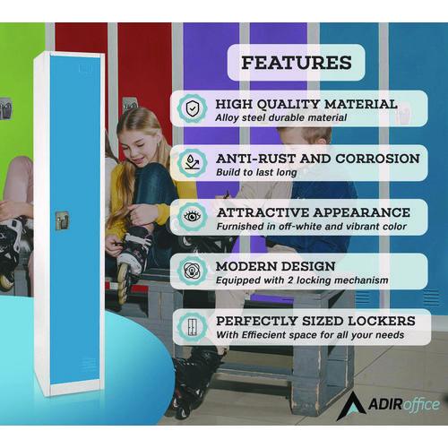 Image of AdirOffice ADI629201BLUPKG1 Steel Storage Locker, 1 Compartment, 12 x 12 x 72, Blue