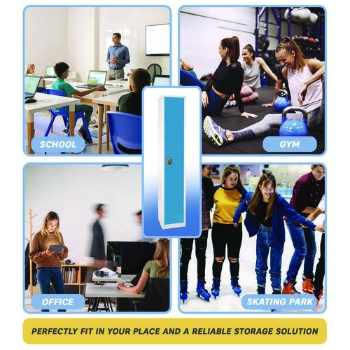 Image of AdirOffice ADI629201BLUPKG1 Steel Storage Locker, 1 Compartment, 12 x 12 x 72, Blue