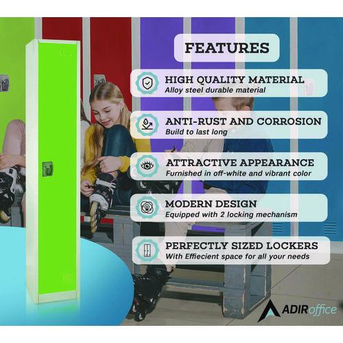 Image of AdirOffice ADI629201GRNMK Steel Storage Locker, 1 Compartment, 12 x 12 x 72, Green