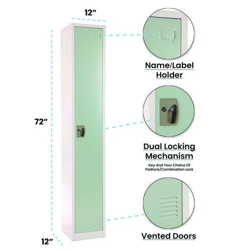 Image of AdirOffice ADI629201MGRN Steel Storage Locker, 1 Compartment, 12 x 12 x 72, Misty Green