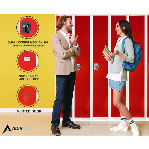 Image of AdirOffice ADI629201RED Steel Storage Locker, 1 Compartment, 12 x 12 x 72, Red