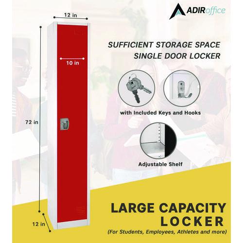 Image of AdirOffice ADI629201RED Steel Storage Locker, 1 Compartment, 12 x 12 x 72, Red