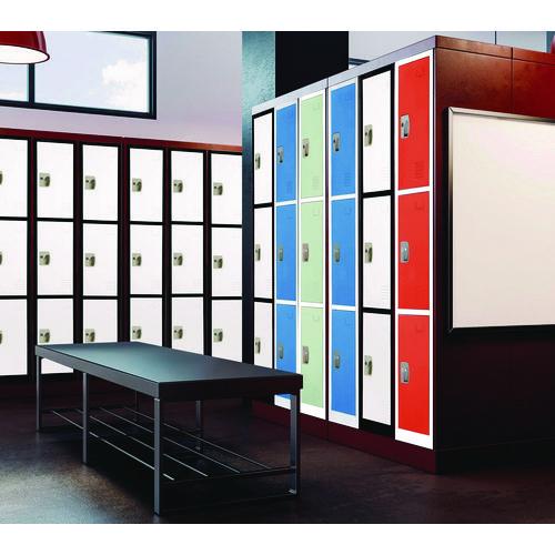 Image of AdirOffice ADI629203BW Steel Storage Locker, 3 Compartment, 12 x 12 x 72, Black Body/White Doors