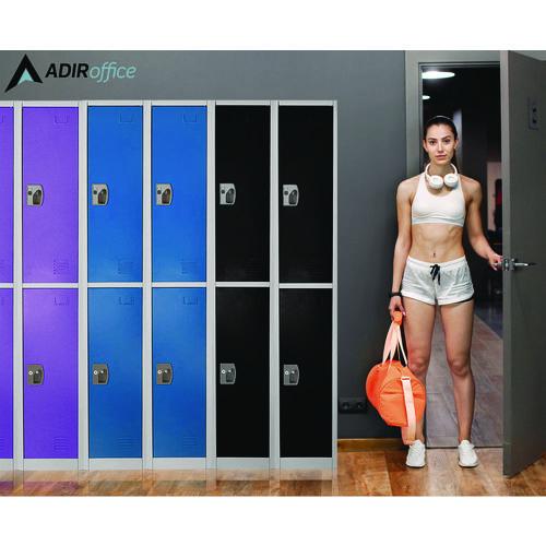 Image of AdirOffice ADI629202PURPKG1 Steel Storage Locker, 2 Compartment, 12 x 12 x 72, Purple