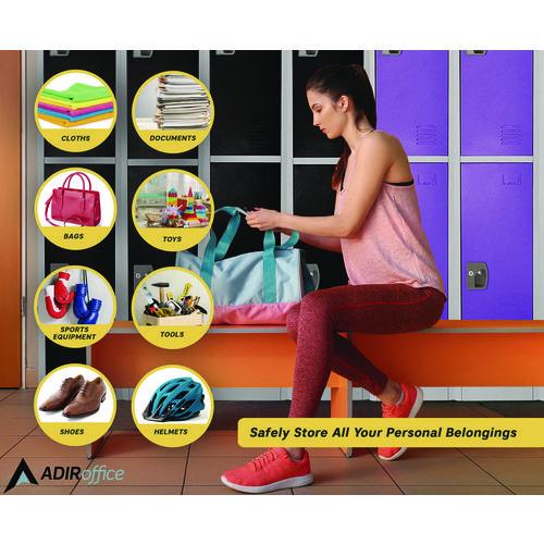 Image of AdirOffice ADI629202PURPKG1 Steel Storage Locker, 2 Compartment, 12 x 12 x 72, Purple