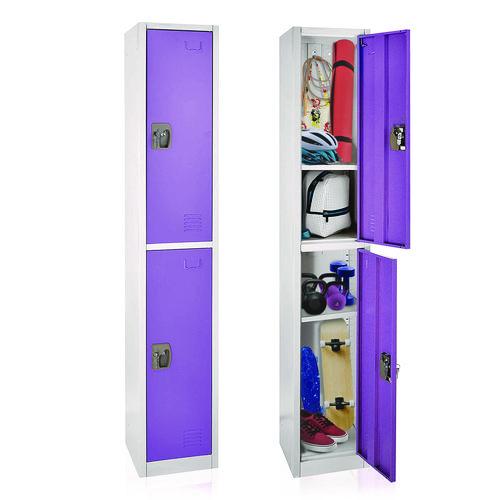 Image of AdirOffice ADI629202PURPKG1 Steel Storage Locker, 2 Compartment, 12 x 12 x 72, Purple