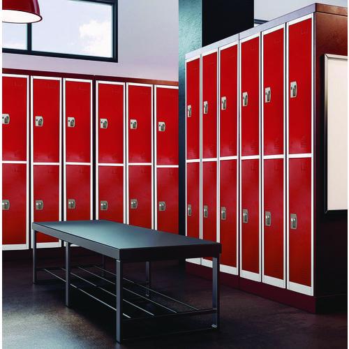 Image of AdirOffice ADI629202REDPKG1 Steel Storage Locker, 2 Compartment, 12 x 12 x 72, Red