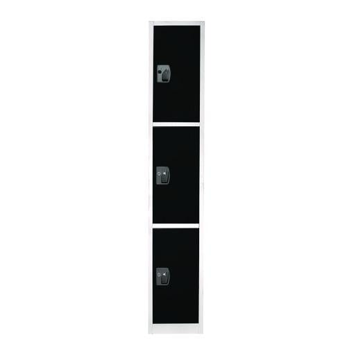 Image of AdirOffice ADI629203BLKPKG1 Steel Storage Locker, 3 Compartment, 12 x 12 x 72, Black