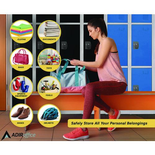 Image of AdirOffice ADI629203BLUPKG1 Steel Storage Locker, 3 Compartment, 12 x 12 x 72, Blue