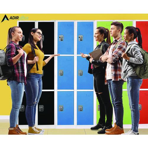Image of AdirOffice ADI629203BLUPKG1 Steel Storage Locker, 3 Compartment, 12 x 12 x 72, Blue