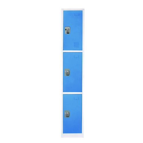 Image of AdirOffice ADI629203BLUPKG1 Steel Storage Locker, 3 Compartment, 12 x 12 x 72, Blue