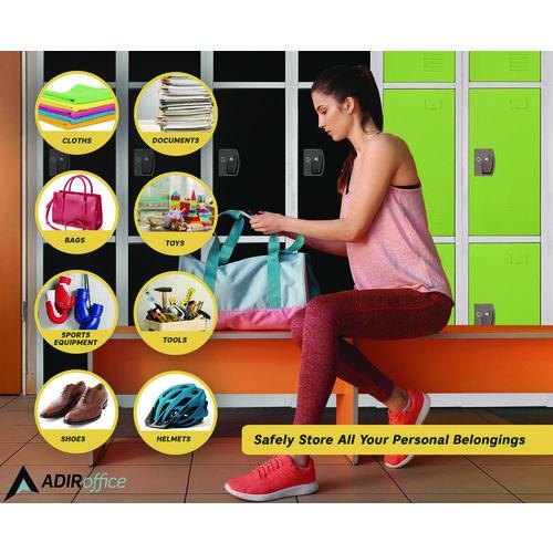 Image of AdirOffice ADI629203GRN Steel Storage Locker, 3 Compartment, 12 x 12 x 72, Green