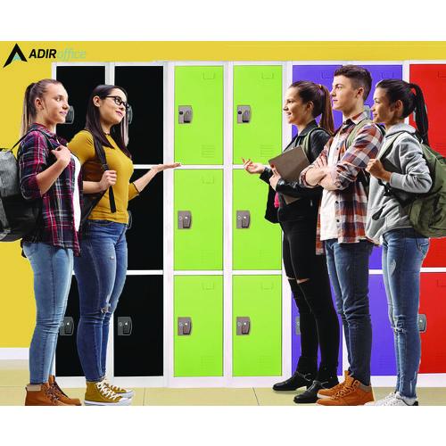 Image of AdirOffice ADI629203GRN Steel Storage Locker, 3 Compartment, 12 x 12 x 72, Green
