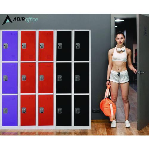 Image of AdirOffice ADI629203GRN Steel Storage Locker, 3 Compartment, 12 x 12 x 72, Green