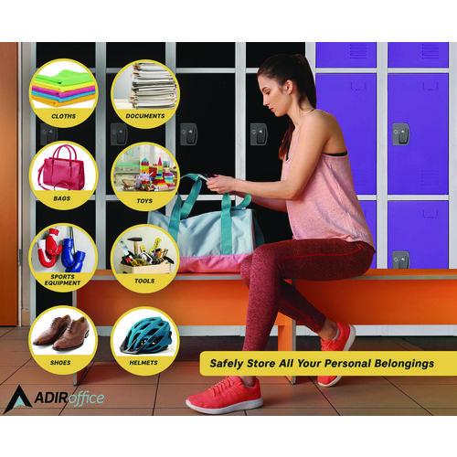 Image of AdirOffice ADI629203PURPKG1 Steel Storage Locker, 3 Compartment, 12 x 12 x 72, Purple